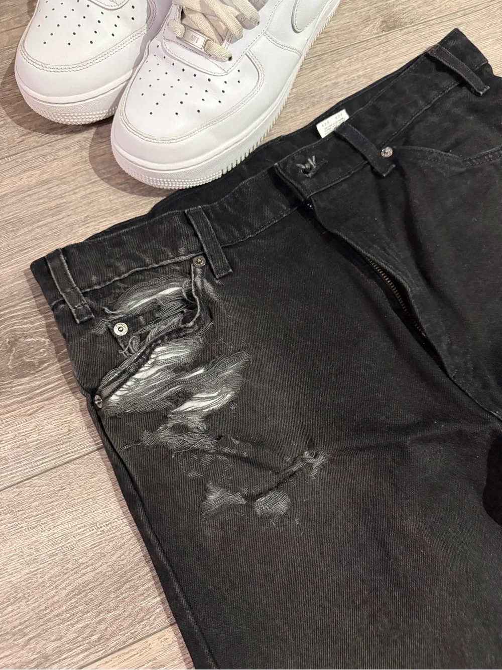 RARE Vintage 90’s 505 Levi's  Distressed Black Straight Leg Jeans